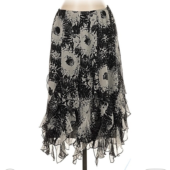 Bergamo Dresses & Skirts - Bergamo Studio Silk Handkerchief Hem Ruffle Midi Skirt Abstract Whimsigoth 4